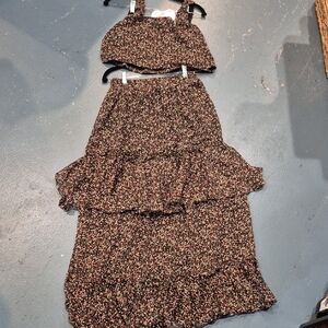 Whitley Floral Two-Piece Set with Ruffle Skirt